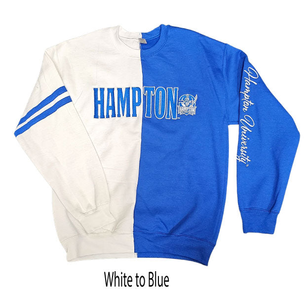 Hampton University Embroidered  Vertical Color Block | Crewneck Sweatshirt