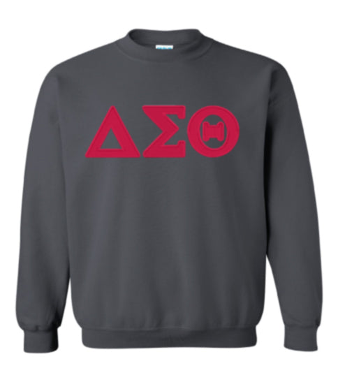 DST Greek Letters Only Red Stitch Crew Neck Unisex Sweatshirt