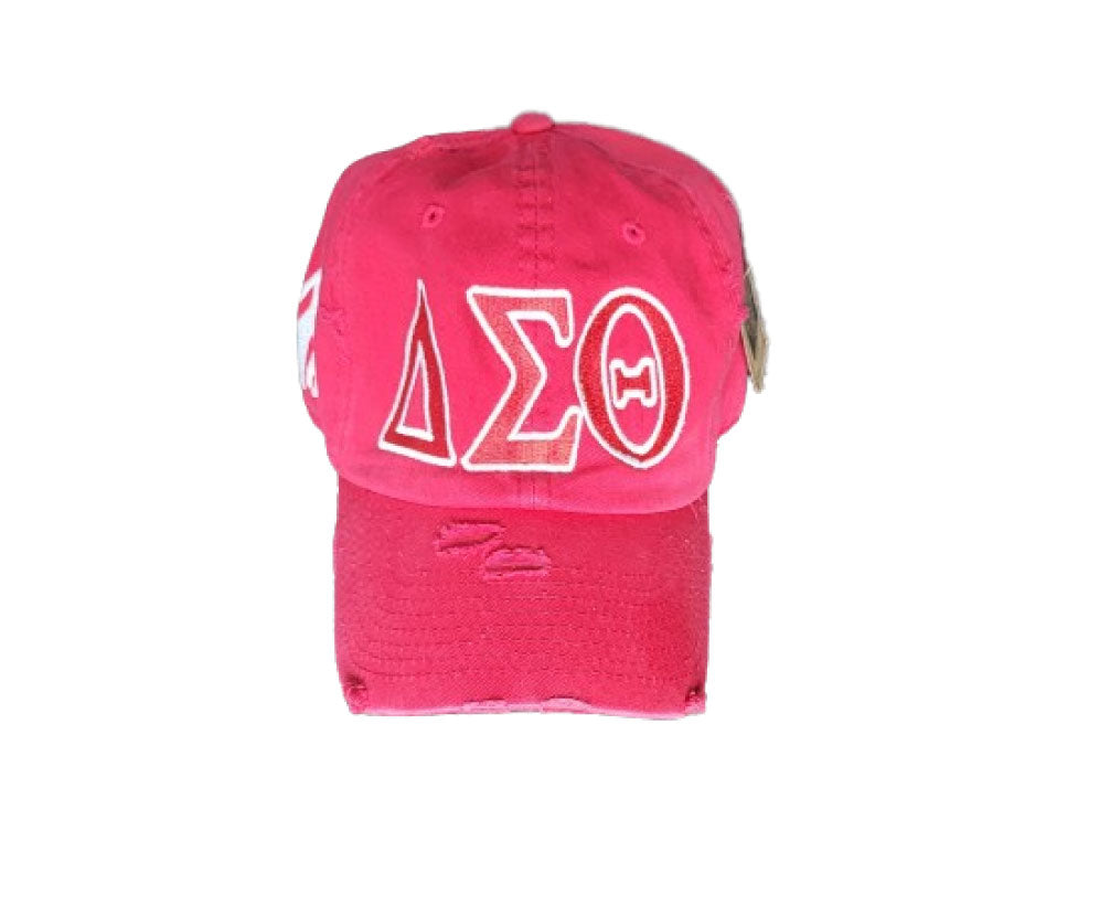DST Red "ΔΣΘ" Cotton Distressed Cap