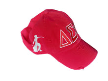 Load image into Gallery viewer, DST Red &quot;ΔΣΘ&quot; Cotton Distressed Cap

