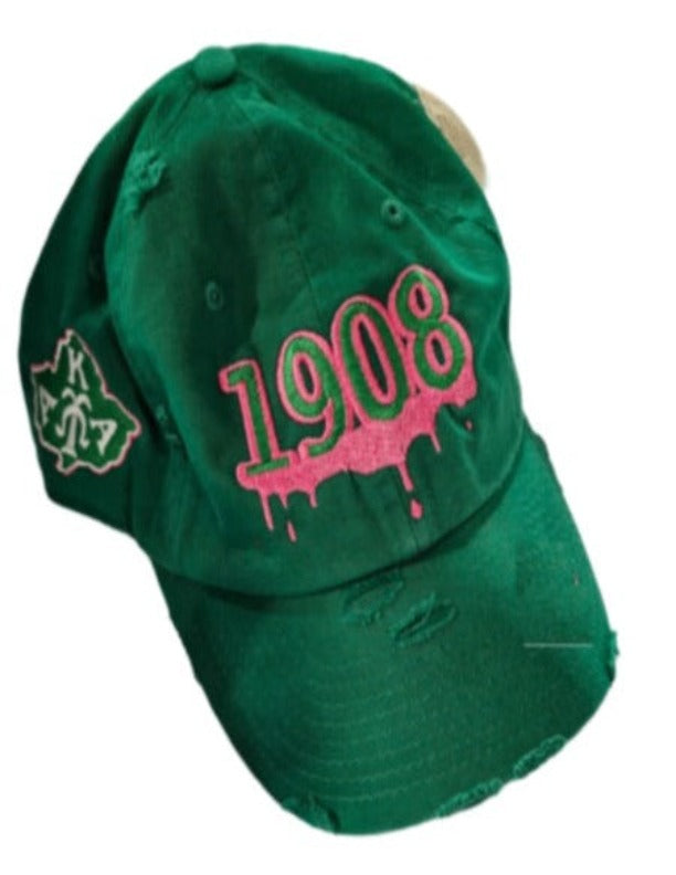 AKA Green Drippin' 1908 Distressed Cap