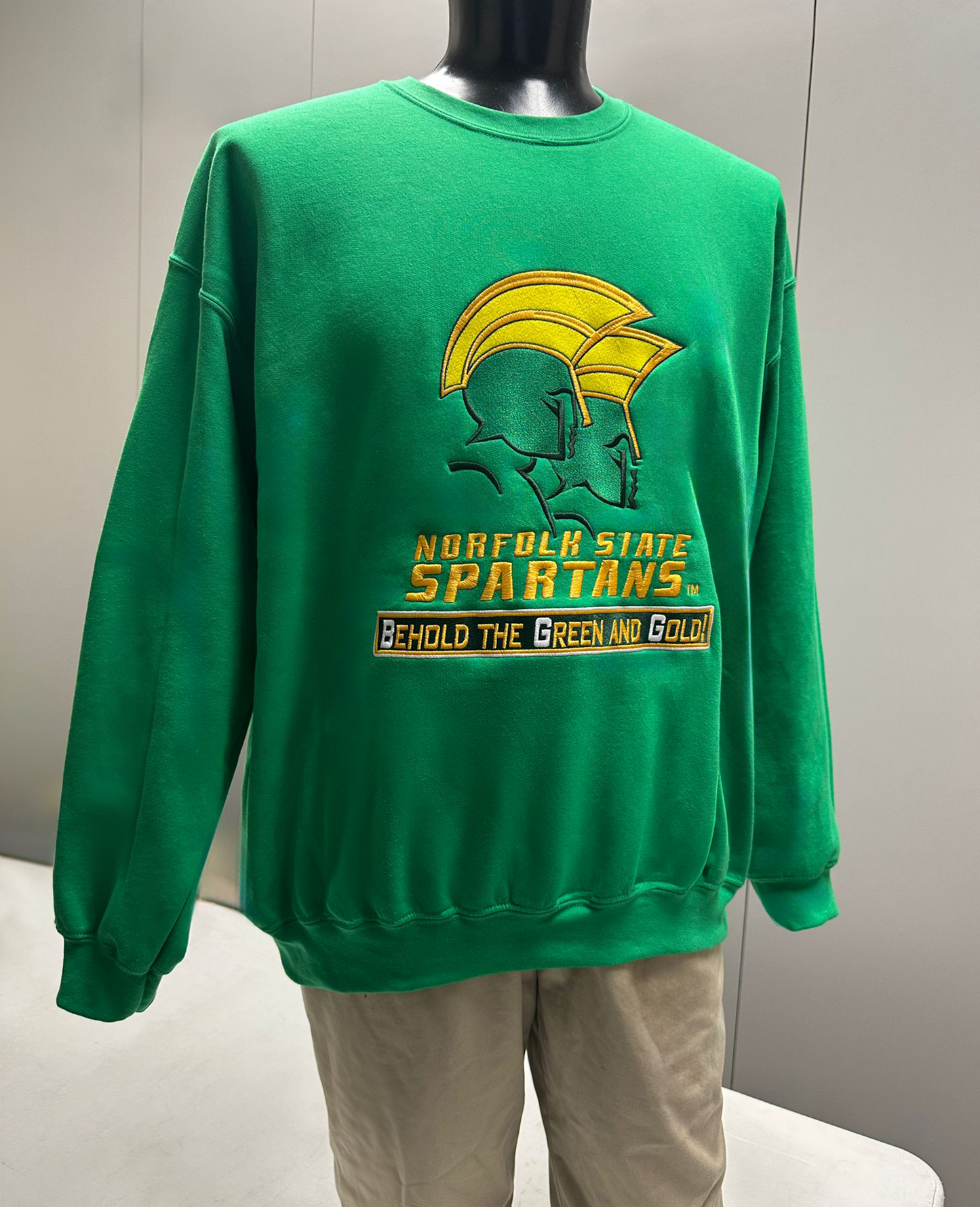 Norfolk State University Behold the Green and Gold Embroidered Crewneck Sweatshirt