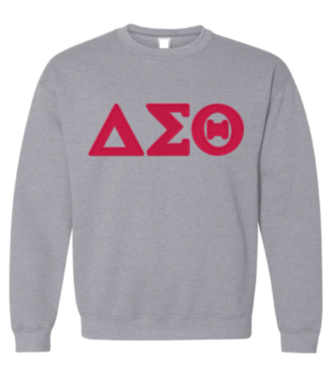 DST Greek Letters Only Red Stitch Crew Neck Unisex Sweatshirt