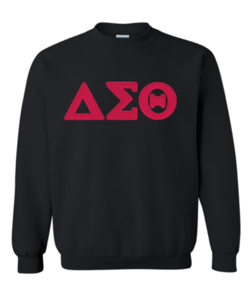 DST Greek Letters Only Red Stitch Crew Neck Unisex Sweatshirt