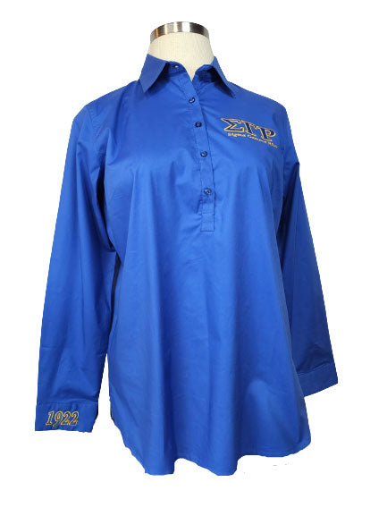 Sigma Gamma Rho Blue Embroidered Button-Down