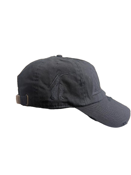 DST Black on Black " ΔΣΘ" Distressed Adjustable Cap