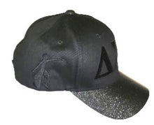 Load image into Gallery viewer, Delta Sigma Theta Greek Letter Embroidered Black Glitter Brim Cap Black on Black
