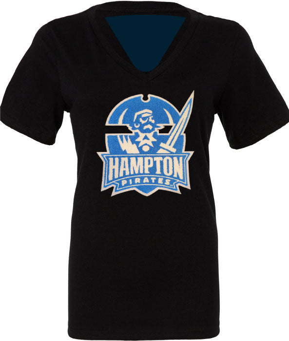 Hampton University | Embroidered Chenille Ladies Cut Fitted V-neck T-shirt