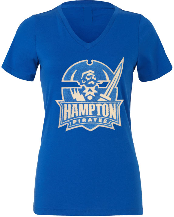 Hampton University | Embroidered Chenille Ladies Cut Fitted V-neck T-shirt