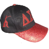 Load image into Gallery viewer, DST Black ΔΣΘ Embroidered Glitter Brim Cap w/ Lady Fortune

