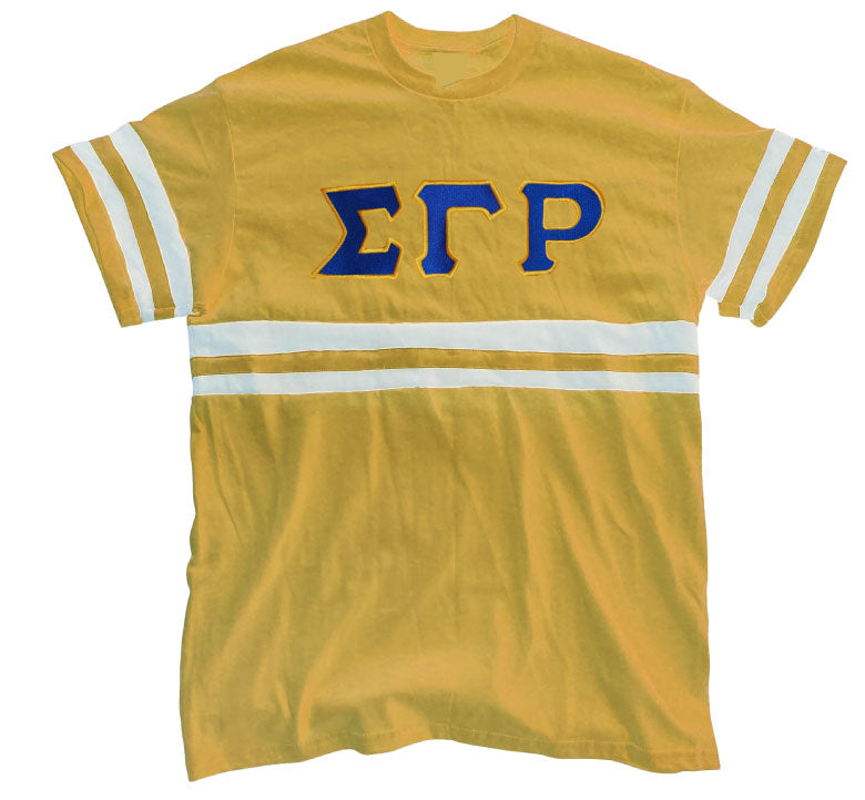 ΣΓΡ Varsity Jersey Embroidered G2 V-Neck Tee (*Plus sizes available*)