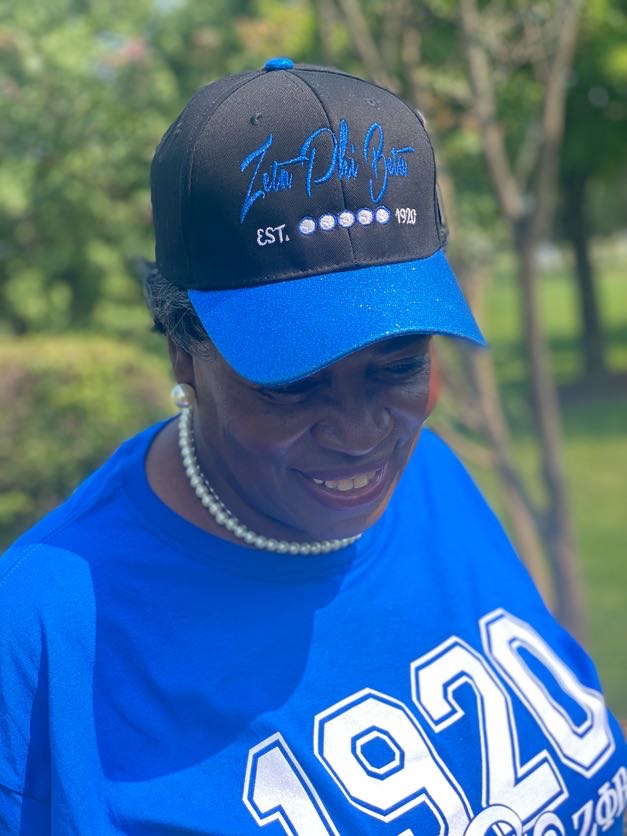 ZPB Black 'Zeta Phi Beta' w/ Pearls Glitter Bill Cap