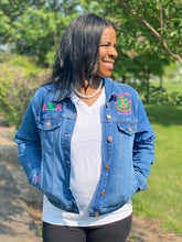 Load image into Gallery viewer, Alpha Kappa Alpha Embroidered Denim Jacket
