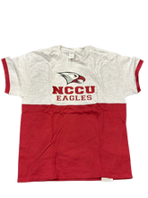 Load image into Gallery viewer, NCCU Embroidered Color-block Tee Maroon

