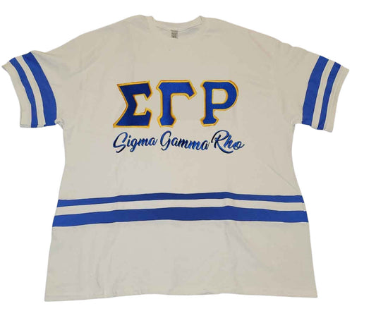 ΣΓΡ Varsity Jersey Embroidered G2 V-Neck Tee (*Plus sizes available*)