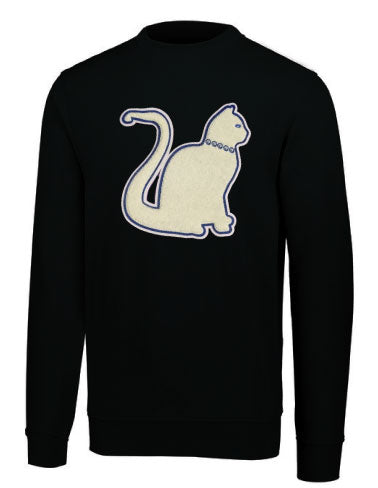 Heritage Treasures Inc Zeta Phi Beta Chenille Zee White Cat Embroidered Pullover Sweatshirt Unisex Fit 4XL Black
