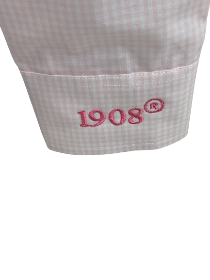 AKA Embroidered Light Pink Gingham Button Down