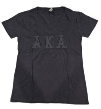 Load image into Gallery viewer, AKA Tone on Tone V-Neck Embroidered Tee
