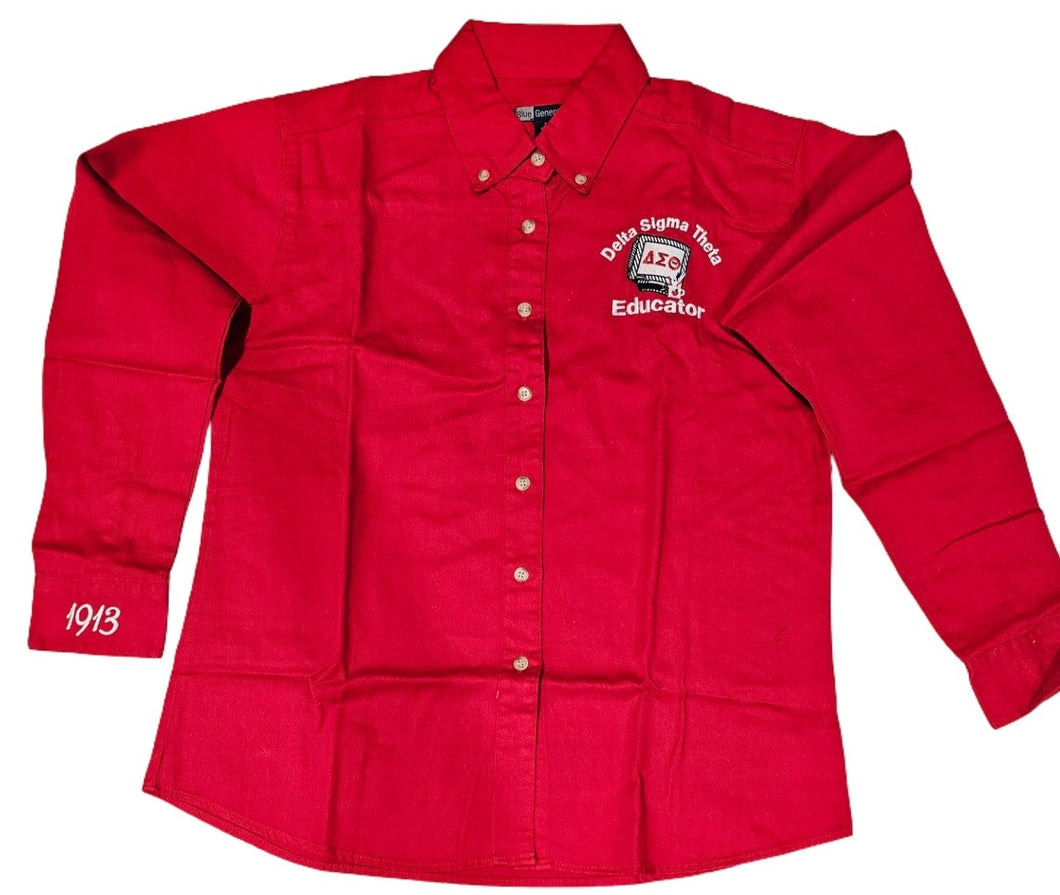 DST Educator Embroidered Twill Long Sleeve Shirt