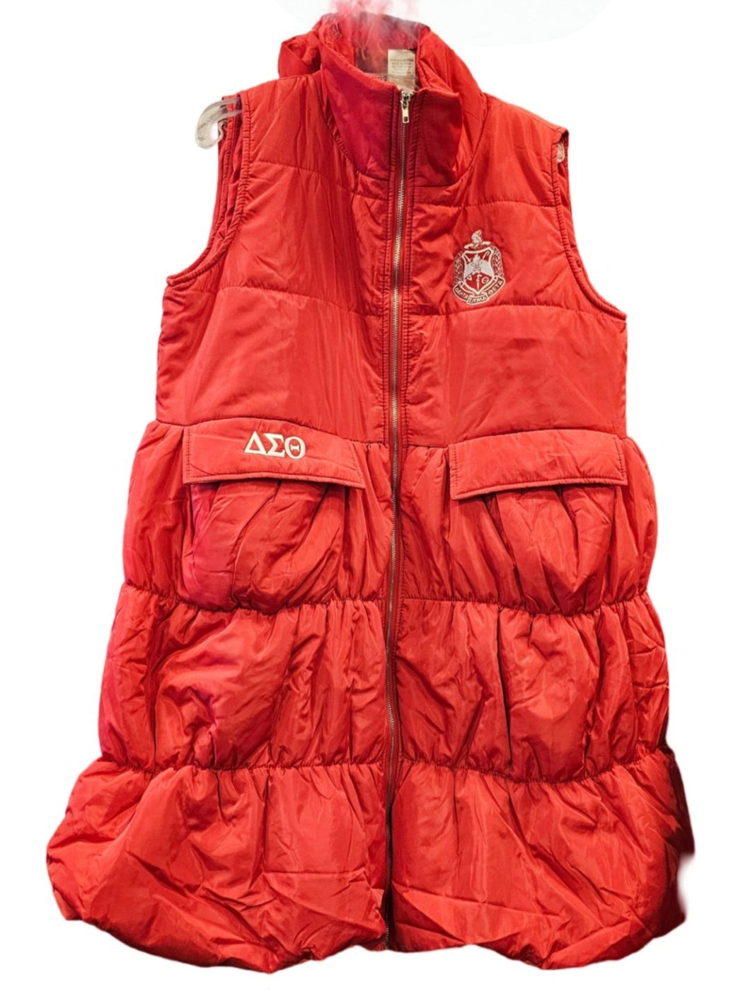DST Embroidered Long Puffer Vest