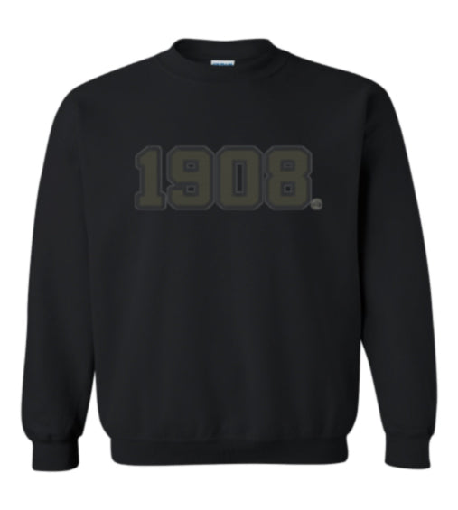 AKA 1908 Black on Black Embroidered Pullover | Sweatshirt