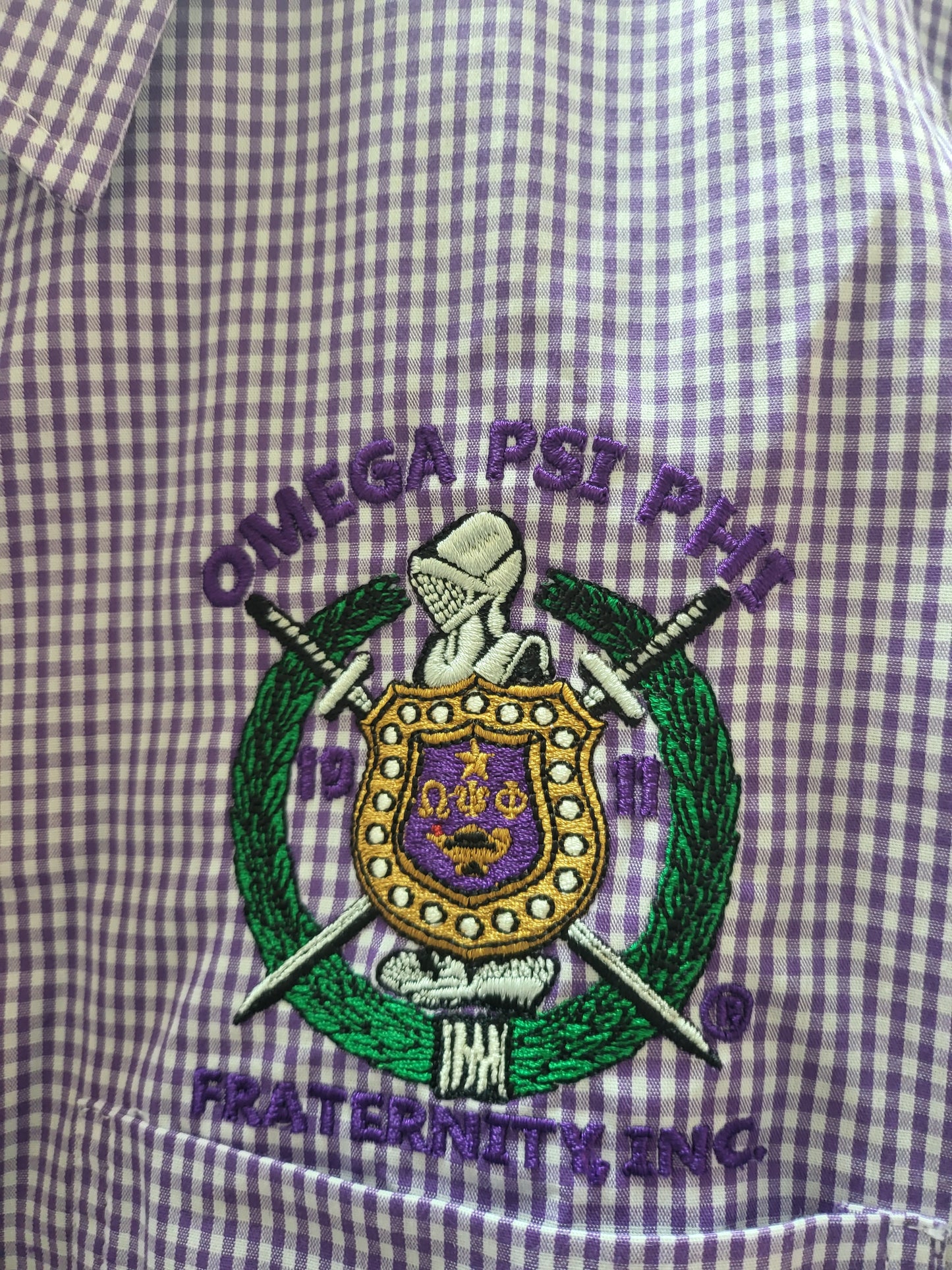 Omega Psi Phi Purple Gingham Shirt