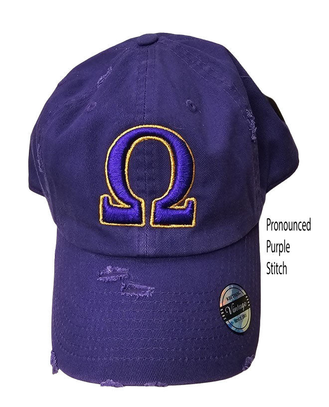 Omega Psi Phi 3D Omega Symbol On Distressed Cap