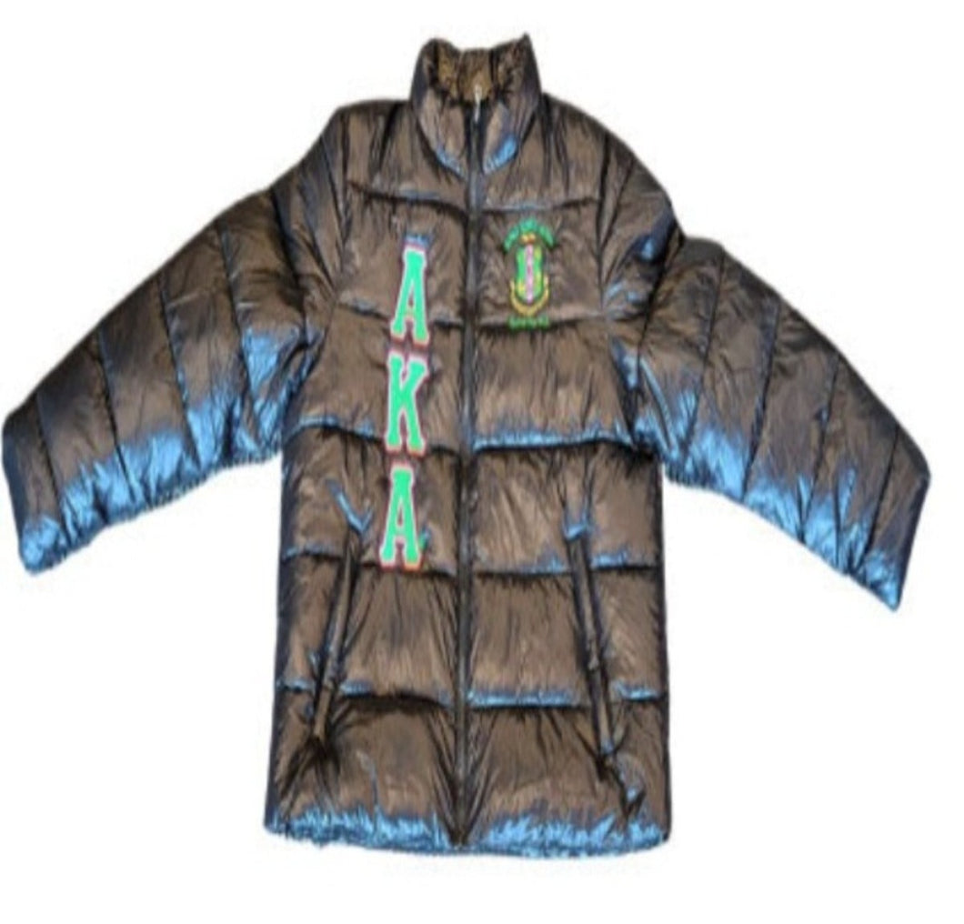 Alpha Kappa Alpha Embroidered Black Bubble Jacket