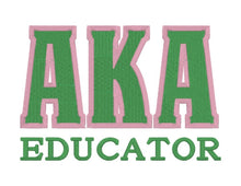 Load image into Gallery viewer, AKA Educator Greek Letter Embroidered Twill Short Sleeve Shirt Ladies Cut
