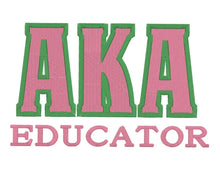 Load image into Gallery viewer, AKA Educator Greek Letter Embroidered Twill Short Sleeve Shirt Ladies Cut
