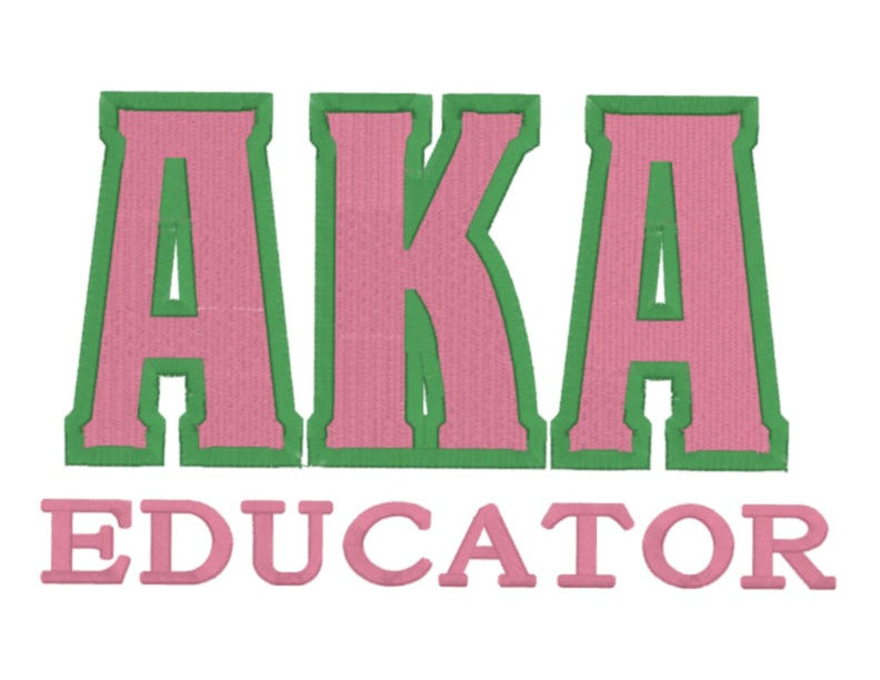 AKA Educator Greek Letter Embroidered Twill Long Sleeve Shirt Ladies Cut