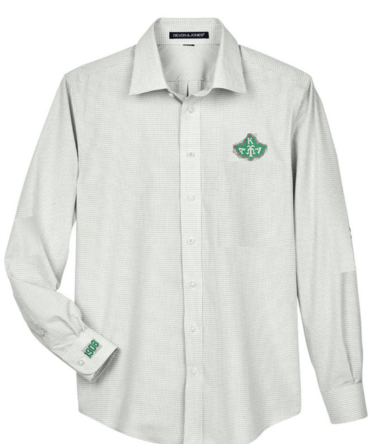 AKA Embroidered Green Gingham Button Down
