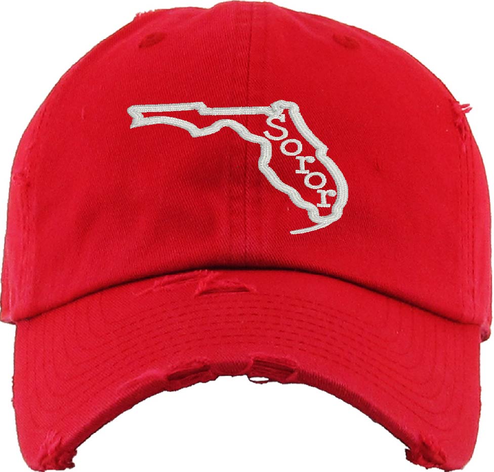 DST YOUR STATE "Soror" Cotton Distressed Cap