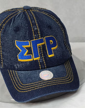 Load image into Gallery viewer, Pretty Poodles Sigma Gamma Rho Denim with Gold Stitch Cap
