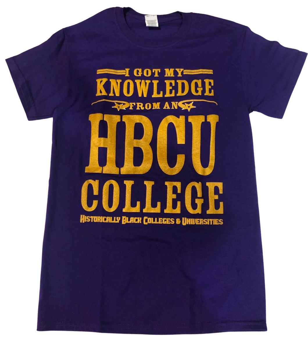 HBCU I Got My Knowledge From A HBCU College Purple & Gold Tee