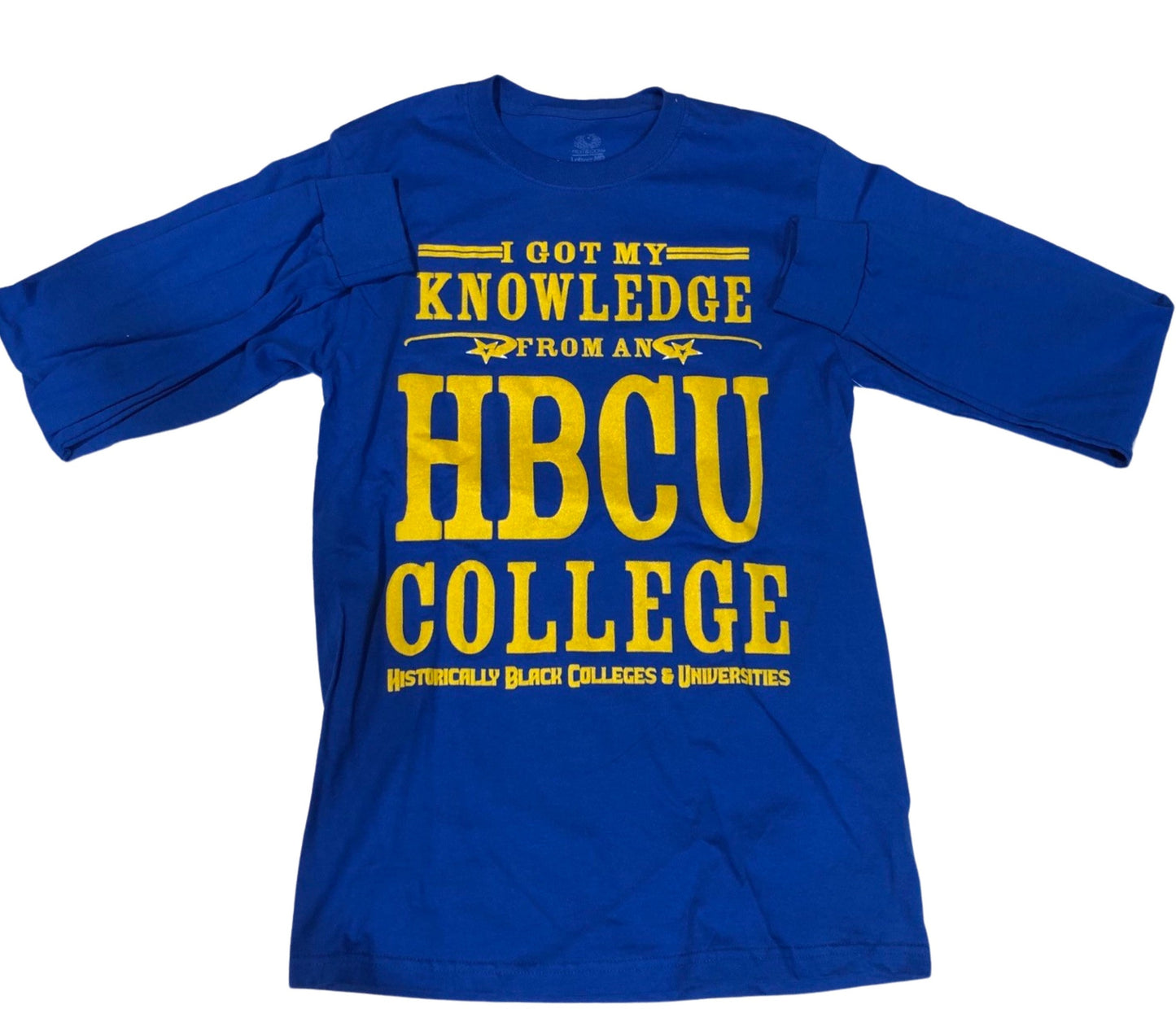 HBCU I Got My Knowledge From A HBCU College Royal Blue & Gold Tee