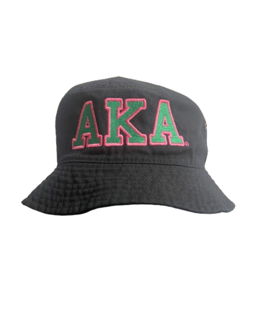 AKA Embroidered Bucket Hat Black