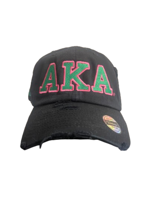 AKA Ivy Black Distressed cap