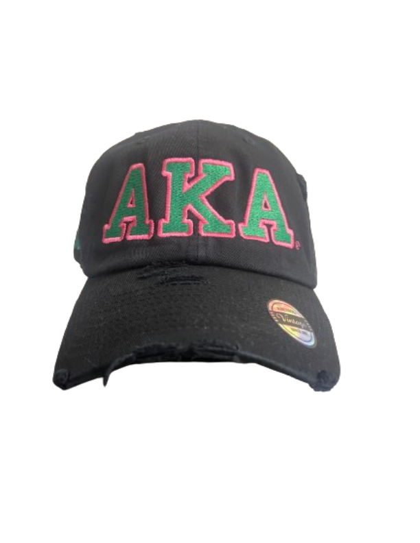AKA Ivy Black Distressed cap