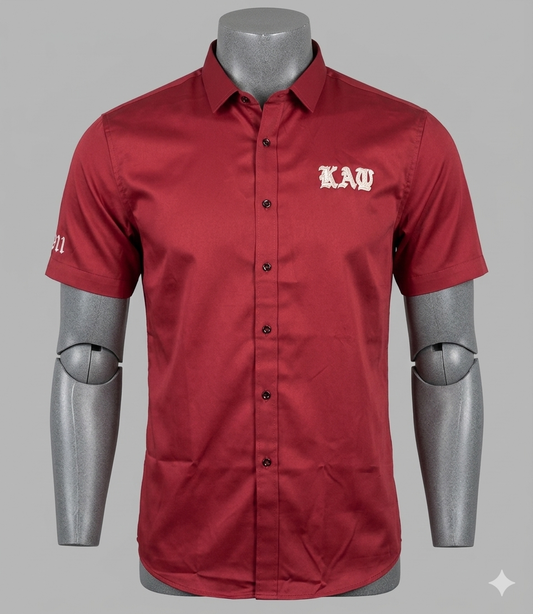 Men’s Maroon Short-Sleeve Button-Down with KΑΨ Crest