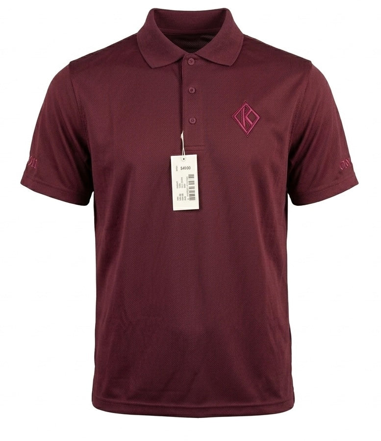 Maroon Performance Polo with Subtle Crest Embroidery