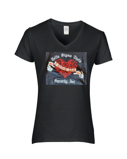 Delta Sigma Theta You Know Where My Heart Lies Embroidered Tee
