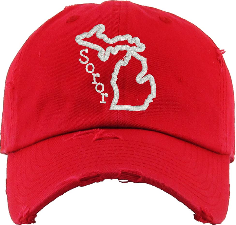 DST YOUR STATE "Soror" Cotton Distressed Cap