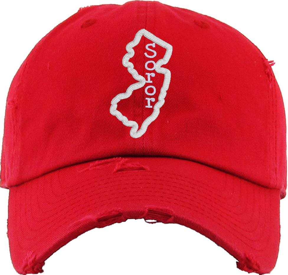 DST YOUR STATE "Soror" Cotton Distressed Cap