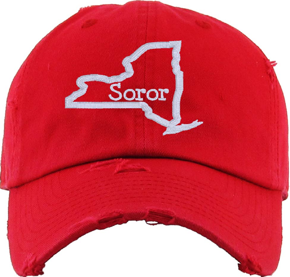 DST YOUR STATE "Soror" Cotton Distressed Cap