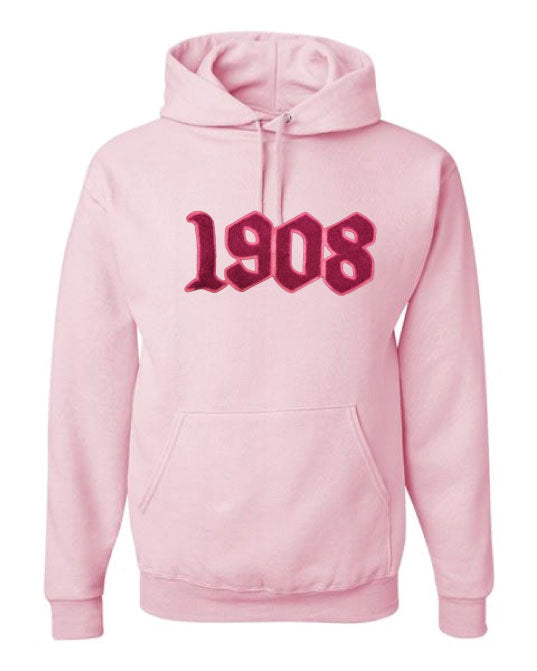 AKA Embroidered Chenille Hot Pink 1908 Hoodie