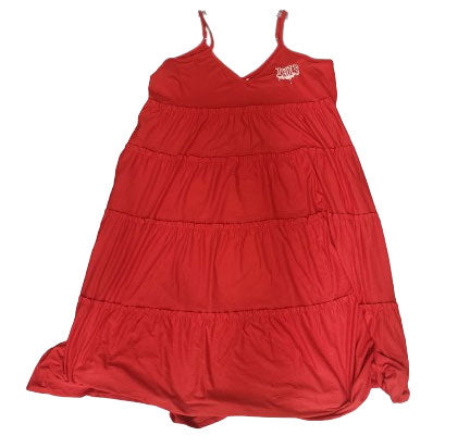 Drippin' 1913 Delta Sigma Theta Embroidered Spaghetti Strap Ruffle Tiered Swing Dress with Pockets