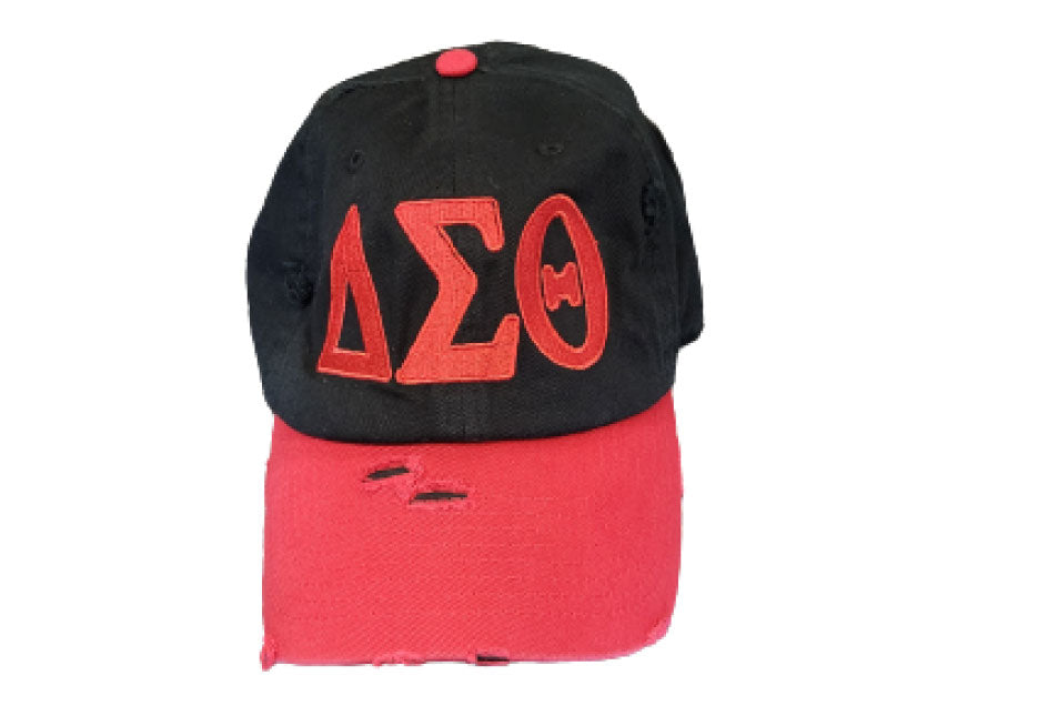 DST Black "ΔΣΘ" Cotton Distressed Cap