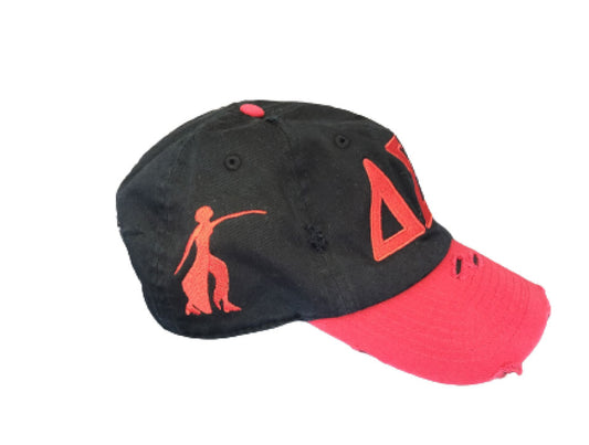 DST Black "ΔΣΘ" Cotton Distressed Cap