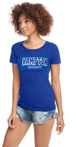 Hampton University  Embroidered Ladies Cut  T-shirt